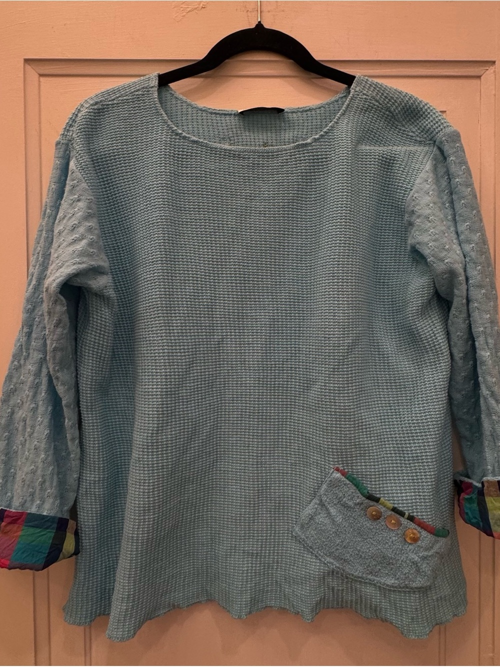 Margaret Winters textured cotton pullover turquoise  sweater size medium